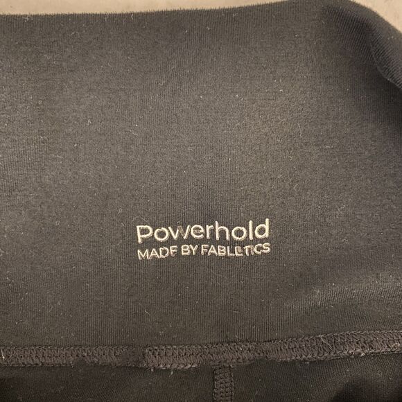 Fabletics Powerhold Black Ruched Leggings Mesh Detail Stretchy Activewear - Picture 9 of 10